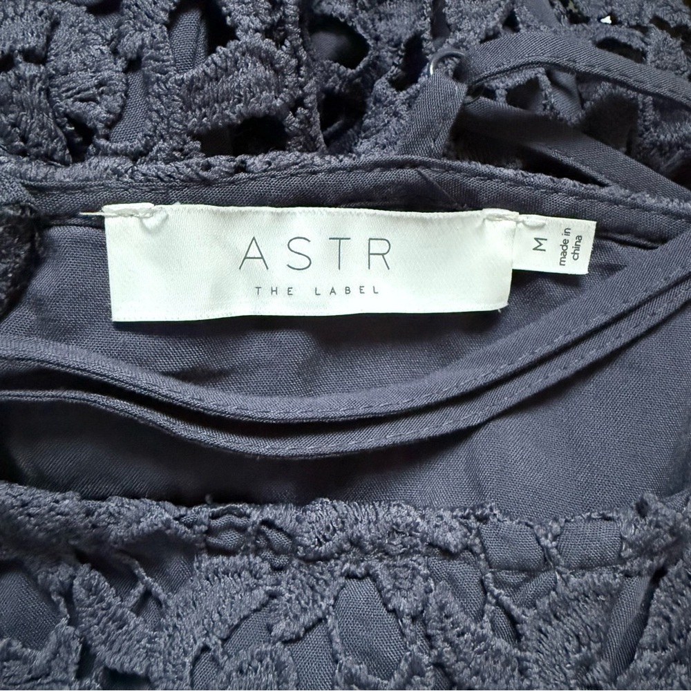 ANTHROPOLOGY MAEVE ASTR The LABEL Eyelet Lace Overlay Midi Dress Slate Blue M - Picture 11 of 15